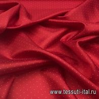 Подкладочная (н) белый горох на темно-красном - итальянские ткани Тессутидея арт. 08-0842