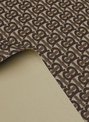 Хлопок для тренча дабл с водоотталкивающим покрытием (н) коричневый логотип на бежевом/кэмел - в интернет-магазине тканей Тессутидея арт. 01-7704