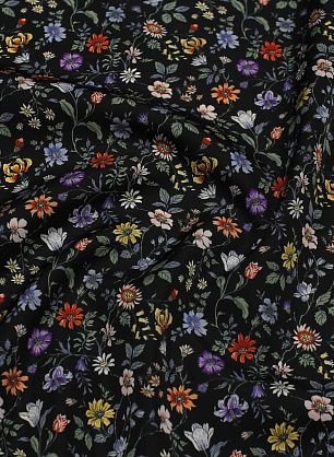 Плащевая с водоотталкивающим покрытием (н) цветочный рисунок на черном - в интернет-магазине тканей Тессутидея арт. 11-0514