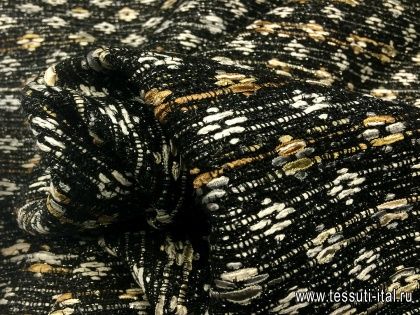 Шанель с люрексом (н) цветные вкрапления на серо-белой клетке - итальянские ткани Тессутидея арт. 03-4961