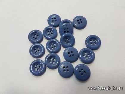 Пуговица пластик 4 прокола d-17мм темно-голубая D&G - итальянские ткани Тессутидея арт. F-4875