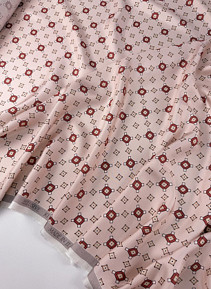 Шелк твил (н) геометрический рисунок на светло-розовом - в интернет-магазине тканей Тессутидея арт. 10-5112