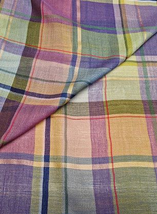 Пашмина (н) сине-желто-зеленая клетка - в интернет-магазине тканей Тессутидея арт. 17-1002