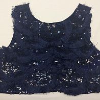 Аппликация из пайеток с бахромой синий топ Blumarine - итальянские ткани Тессутидея арт. F-3098