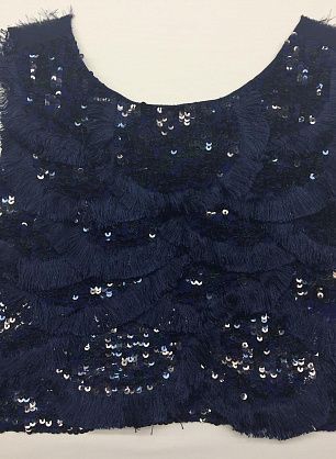 Аппликация из пайеток с бахромой синий топ Blumarine - в интернет-магазине тканей Тессутидея арт. F-3098