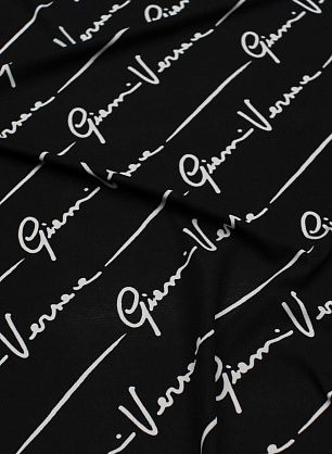 Трикотаж вискоза (н) белые надписи на черном - в интернет-магазине тканей Тессутидея арт. 14-1728