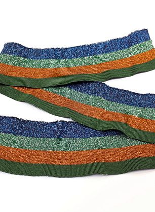 Подвяз с люрексом (н) сине-зелено-коричневый 9*102см  - итальянские ткани Тессутидея F-4078