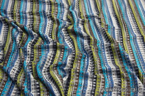 Трикотаж хлопок (н) сине-серо-голубой в стиле Missoni - итальянские ткани Тессутидея арт. 12-0960