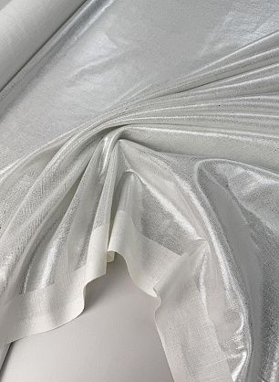 Лен+хлопок с напылением (о) бело-серебряный - в интернет-магазине тканей Тессутидея арт. 16-1100