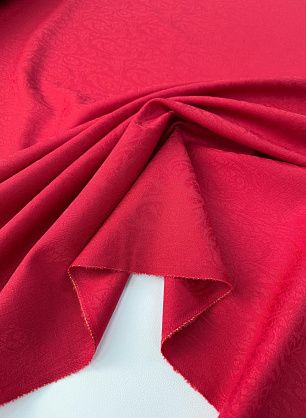 Плательная шерсть стрейч (о) красная с жаккардовым рисунком - в интернет-магазине тканей Тессутидея арт. 17-1064