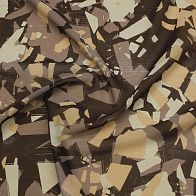 Батист (н) бежево-персиковый геометрический рисунок на темно-коричневом - итальянские ткани Тессутидея арт. 01-7708