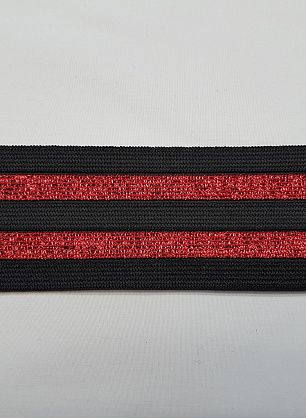 Резинка с люрексом (н) черно-красная ш-5,5см - в интернет-магазине тканей Тессутидея арт. F-3494
