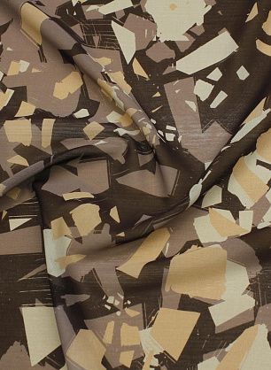 Батист (н) бежево-персиковый геометрический рисунок на темно-коричневом - в интернет-магазине тканей Тессутидея арт. 01-7708