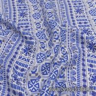 Лен (н) голубой рисунок на белом - итальянские ткани Тессутидея арт. 16-0768