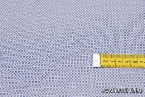 Сорочечная (н) сине-белый геометрический принт  - итальянские ткани Тессутидея арт. 01-6261