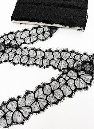 Кружево ш-7,5см черное - в интернет-магазине тканей Тессутидея арт. 03-7457