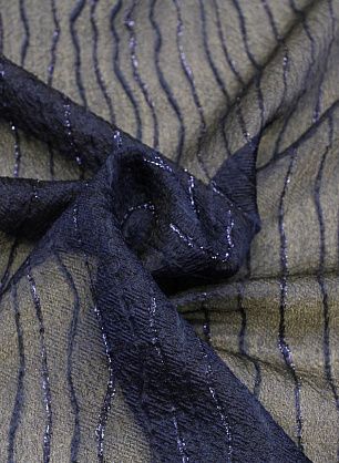 Органза с люрексом (о) темно-синие волнообразные поперечные полосы - в интернет-магазине тканей Тессутидея арт. 03-7087