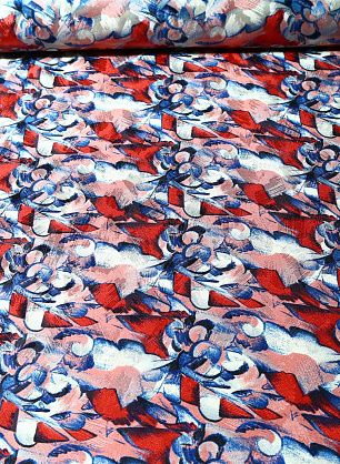 Плательная жаккард (н) сине-красная абстракция на антико - в интернет-магазине тканей Тессутидея арт. 03-4253