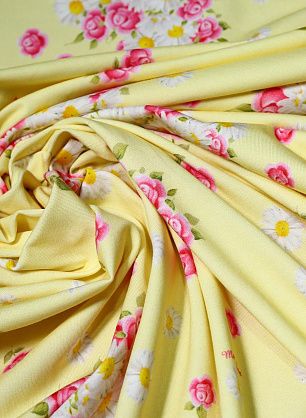 Трикотаж (н) цветочный орнамент на желтом Monnalisa - в интернет-магазине тканей Тессутидея арт. 12-0669