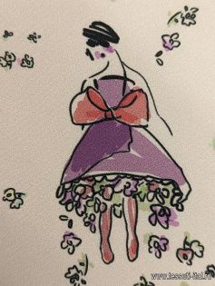 Шелк атлас стрейч (н) девушки на розовом - итальянские ткани Тессутидея арт. 10-3057