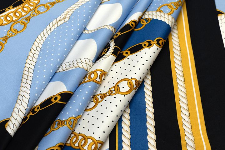 Хлопок стрейч купон (1,08м) (н) цепи в стиле Versace - итальянские ткани Тессутидея арт. 01-5219