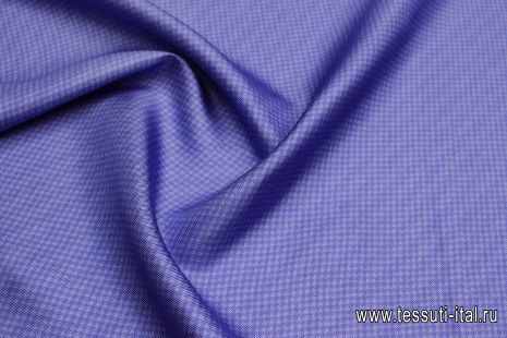 Шелк твил дабл (н) серо-синяя полоска/голубая гусиная лапка - итальянские ткани Тессутидея арт. 10-3585