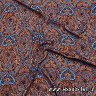 Джерси (н) розово-коричнево-голубой рисунок - итальянские ткани Тессутидея арт. 13-1579