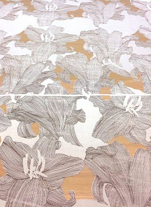 Трикотаж деворе (н) коричневый цветочный орнамент на белом - в интернет-магазине тканей Тессутидея арт. 13-1273