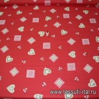 Хлопок (н) сердца на красном - итальянские ткани Тессутидея арт. 01-2151