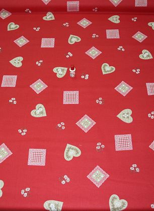 Хлопок (н) сердца на красном - в интернет-магазине тканей Тессутидея арт. 01-2151