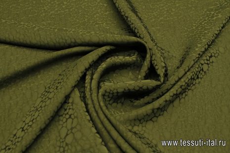 Плательная вискоза (н) принт на хаки - итальянские ткани Тессутидея арт. 04-1642