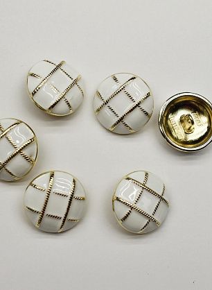 Пуговица металл золото на ножке d-22мм бело-золотая - в интернет-магазине тканей Тессутидея арт. F-7022