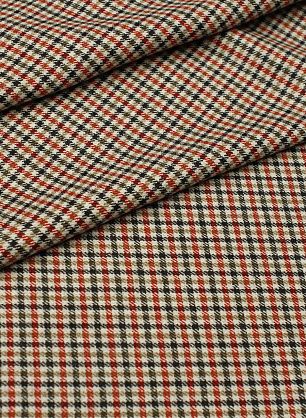 Костюмная (н) черно-бело-бежево-красная клетка - в интернет-магазине тканей Тессутидея арт. 05-4561