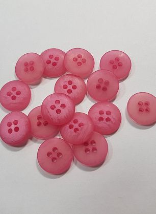 Пуговица пластик 4 прокола d-15мм розовая - итальянские ткани Тессутидея F-5456