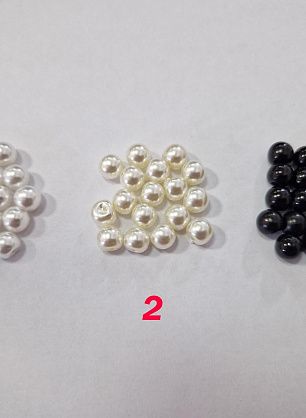 Пуговица пластик на ножке d-8мм жемчужина белая, черная, молочная - в интернет-магазине тканей Тессутидея арт. F-6642