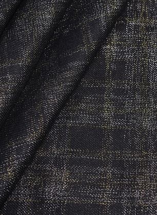 Лен костюмный с люрексом (н) серебряно-золотая клетка из люрекса на черном - в интернет-магазине тканей Тессутидея арт. 16-0731