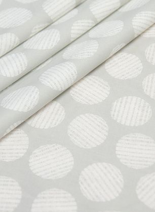 Хлопок стрейч (н) белый стилизованный горох на светло-сером - в интернет-магазине тканей Тессутидея арт. 01-5843