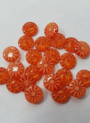 Пуговица пластик на ножке d-12мм оранжевая ромашка - в интернет-магазине тканей Тессутидея арт. F-5229