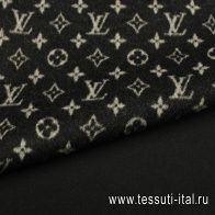 Пальтовая кашемир дабл двухслойная 430 г/м (н) логотип на темно-сером/черная - итальянские ткани Тессутидея арт. 09-2161