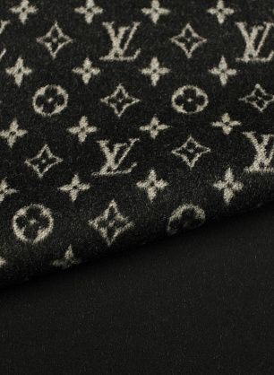 Пальтовая кашемир дабл двухслойная 430 г/м (н) логотип на темно-сером/черная - в интернет-магазине тканей Тессутидея арт. 09-2161