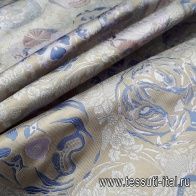 Тафта (н) бежево-голубой орнамент Gucci - итальянские ткани Тессутидея арт. 02-8223