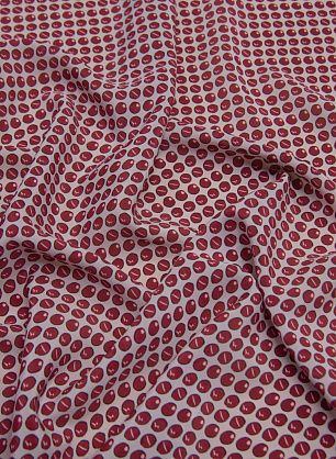Крепдешин (н) красный стилизованный горох на белом - в интернет-магазине тканей Тессутидея арт. 10-2191