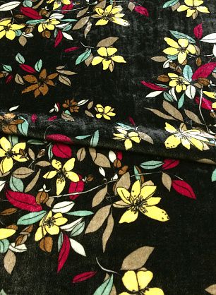 Бархат (н) цветочный орнамент на черном - в интернет-магазине тканей Тессутидея арт. 03-5143