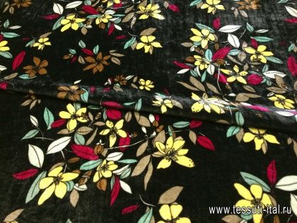Бархат (н) цветочный орнамент на черном - итальянские ткани Тессутидея арт. 03-5143