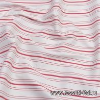 Сорочечная стрейч (н) красная полоска на белом - итальянские ткани Тессутидея арт. 01-6843