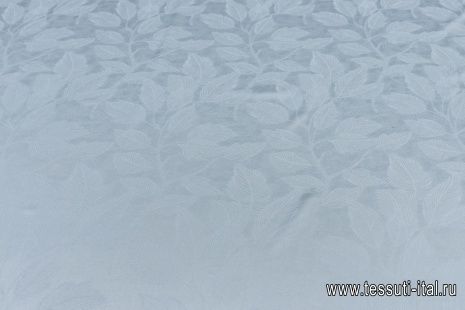 Шелк дама (о) голубой с тиснеными листьями - итальянские ткани Тессутидея арт. 10-2510