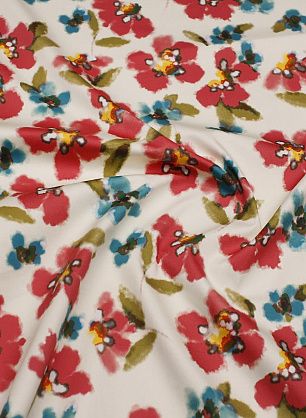 Хлопок стрейч (н) акварельный рисунок на молочном - в интернет-магазине тканей Тессутидея арт. 01-7966