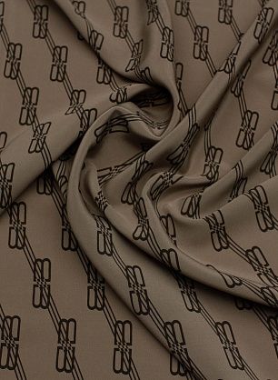 Крепдешин (н) темно-коричневый логотип на коричневом - в интернет-магазине тканей Тессутидея арт. 10-3449