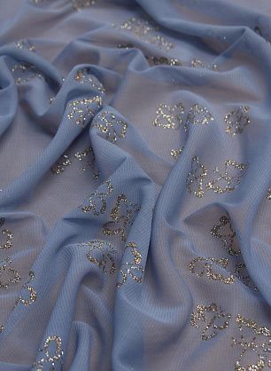 Плательная сетка (н) блестящие бабочки на сиренево-голубом - в интернет-магазине тканей Тессутидея арт. 03-6263