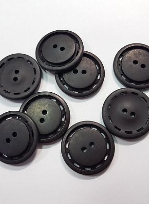 Пуговица пластик 2 прокола d-24мм темно-коричнево-фиолетовая с отстрочкой - в интернет-магазине тканей Тессутидея арт. F-5579